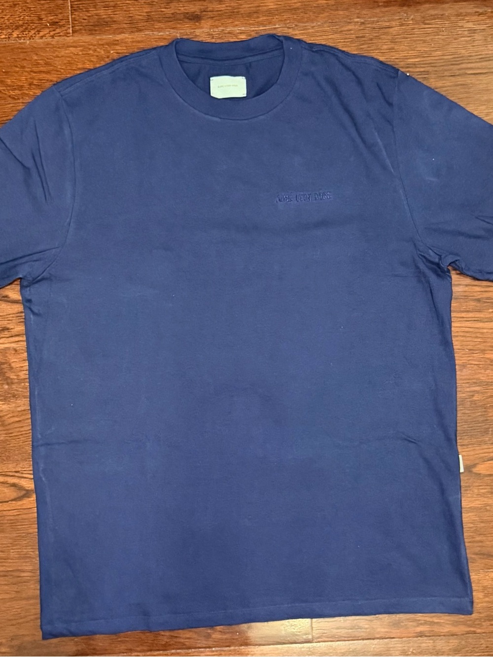 Aime Leon Dore Navy Blue Crew Neck Logo Shirt Size Large